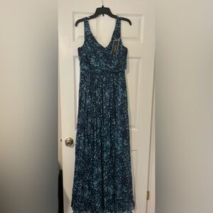 NWT J Crew navy silk chiffon maxi dress Large 12/14 wedding guest